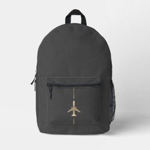 Minimalistisches Luftfahrt-Gold-Flugzeug Bedruckter Rucksack