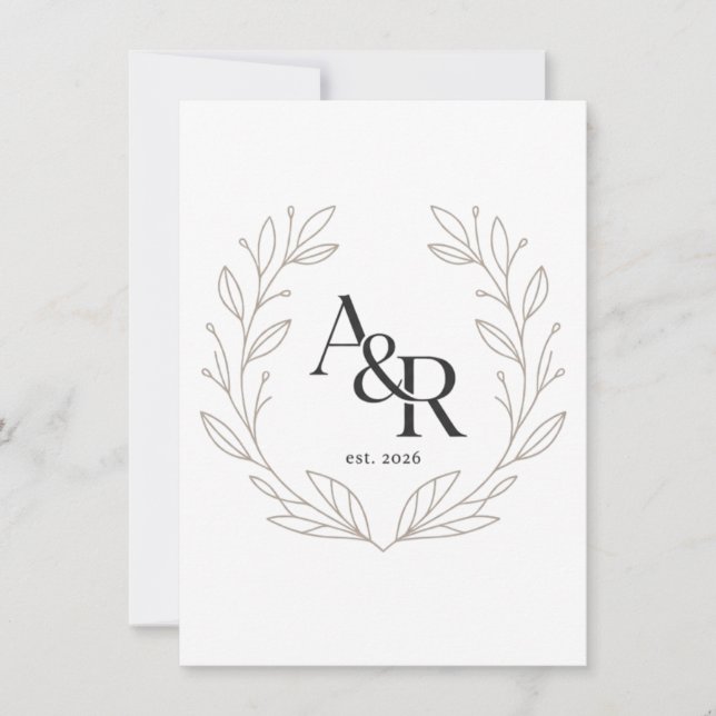 Minimalistisches Luxus-Hochzeitsmonogramm-Design Einladung (Vorderseite)
