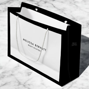 Minimalistisches Luxus-Schwarz-weißes Geschäft Große Geschenktüte