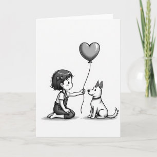 Minimalistisches Mädchen-Hund-Liebeskarte Karte