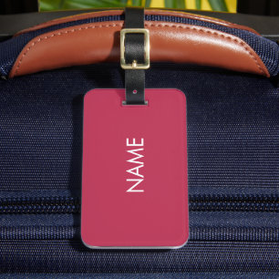 Minimalistisches Magenta-Rosa-individuelle Name-Mo Gepäckanhänger