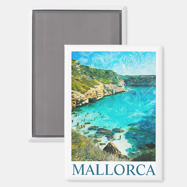 Minimalistisches Mallorca Spanien Mittelmeer-Ölgem Magnet (Vorderseite/Rückseite)
