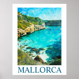Minimalistisches Mallorca Spanien Mittelmeer-Ölgem Poster