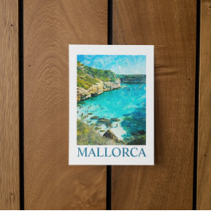 Minimalistisches Mallorca Spanien Mittelmeer-Ölgem Postkarte