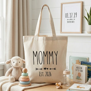 Minimalistisches Mami Jahr Hoch Lettering Design Tragetasche