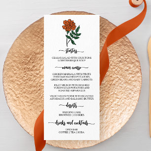 Minimalistisches Marigold Wedding Menu Menükarte