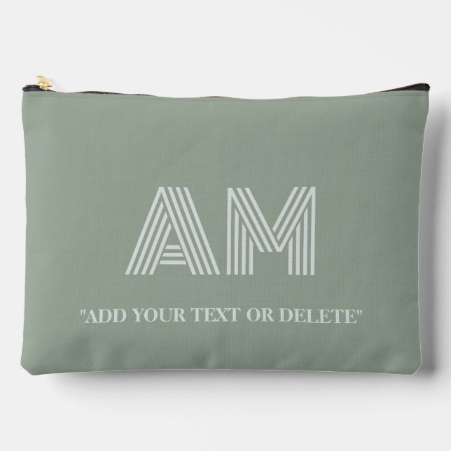 Minimalistisches Matcha-Grün-Monogramm Zubehörtasche (Vorderseite)