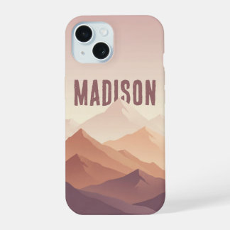 Minimalistisches Mauve-Bergsilhouette-iPhone-Case iPhone 15 Hülle