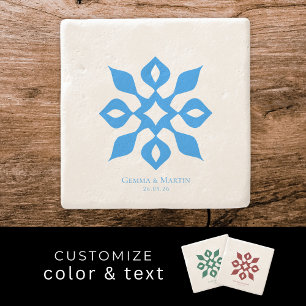 Minimalistisches mediterranes Hochzeit-Jubiläumsge Steinuntersetzer