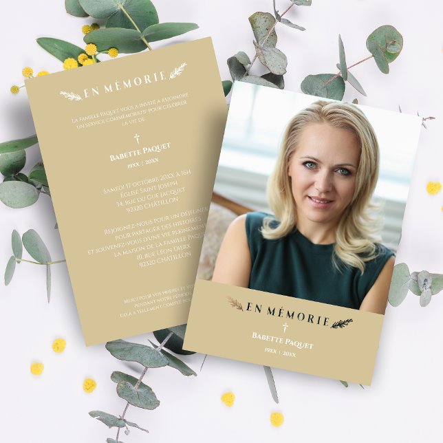 Minimalistisches Memorial Lounge Französisches Fot Mitteilungskarte (Von Creator hochgeladen)