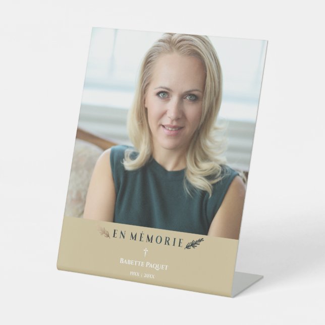 Minimalistisches Memorial Lounge Französisches Fot Sockelschild (Vorderseite)