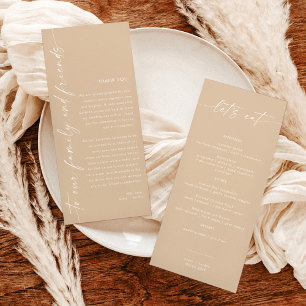 Minimalistisches Menü + Dankeschön Hochzeit Napk