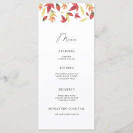 Minimalistisches Menü für Blätter mit Wasserfarben Menükarte