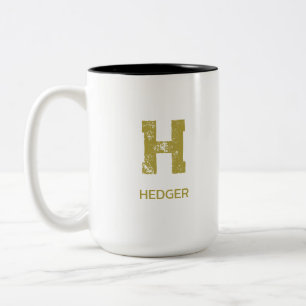 MINIMALISTISCHES MESSING EIN-BUCHSTABEN-MONOGRAMM ZWEIFARBIGE TASSE