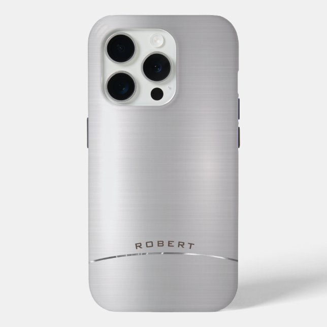 Minimalistisches metallisches Monogramm Case-Mate iPhone Hülle (Rückseite)