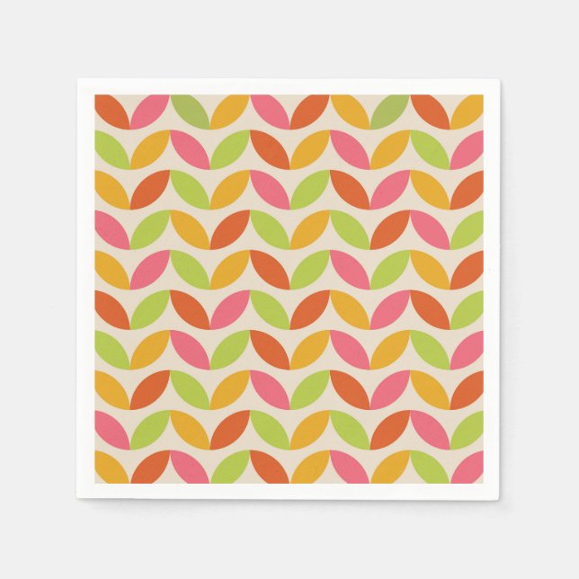 Minimalistisches Mid Century farbenfrohe Blätter M Serviette (Vorderseite)