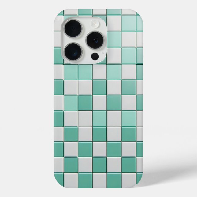 Minimalistisches Minzgrün-Weiß-Karo-Case  Case-Mate iPhone Hülle (Rückseite)