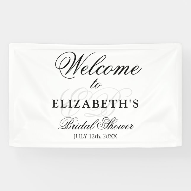 Minimalistisches Mit Monogramm Begrüßungs-Brautpar Banner (Horizontal)