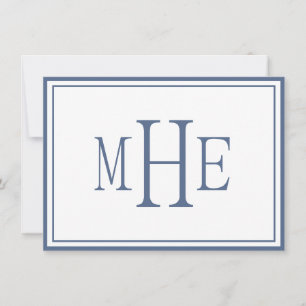 Minimalistisches Mit Monogramm Blau Mitteilungskarte