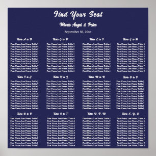 Minimalistisches Mitternachtsblau 12x12 Sitzplan Poster