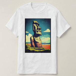 Minimalistisches Moai T-Shirt - Stilvolle Rapa Nui
