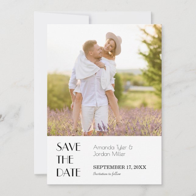Minimalistisches modernes Art Deco Hochzeitsrahmen Save The Date (Vorderseite)