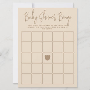 Minimalistisches modernes Bär-Baby-Shower-Bingo-Sp Einladung