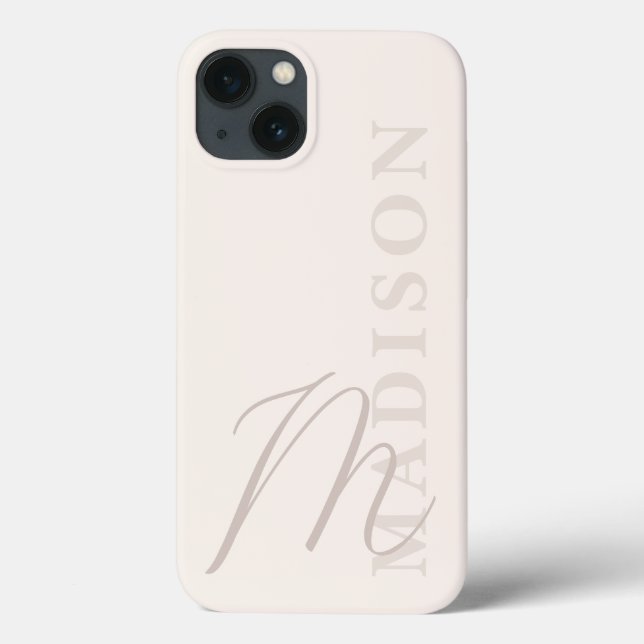 Minimalistisches, modernes Beige Anfangsmonogramm Case-Mate iPhone Hülle (Rückseite)