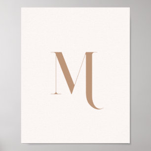 Minimalistisches modernes beiges Monogramm Initial Poster