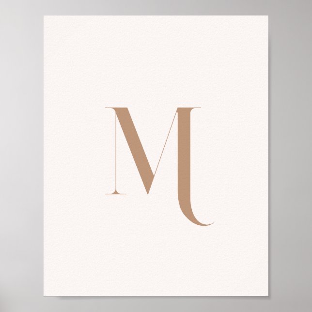 Minimalistisches modernes beiges Monogramm Initial Poster (Vorne)