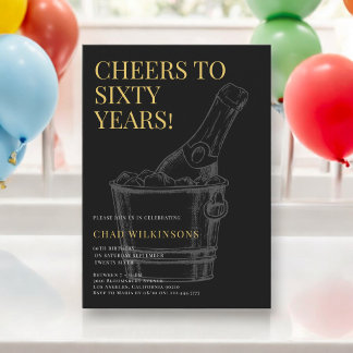 Minimalistisches modernes Black Gold Foto 60. Gebu Einladung