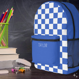 Minimalistisches, modernes Blue Checkerboard Bedruckter Rucksack