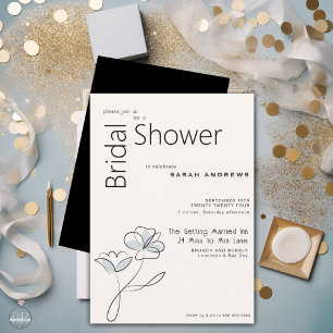 Minimalistisches modernes Blumendusty Blue und Buf Einladung