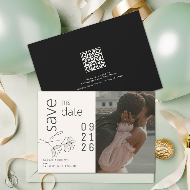 Minimalistisches, modernes, blumengeschmücktes Bla Einladung (Von Creator hochgeladen)