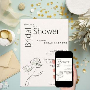 Minimalistisches, modernes, blumengeschmücktes Bla Einladung