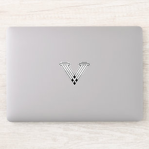 Minimalistisches modernes Buchstabe V Monogramm Aufkleber