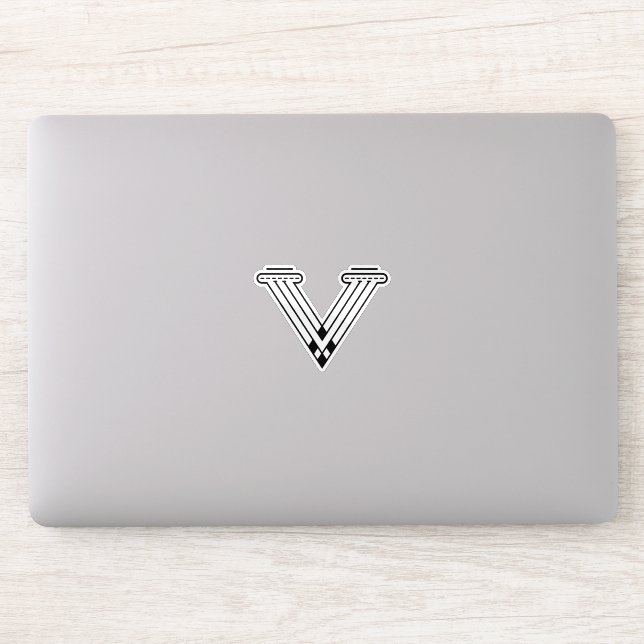 Minimalistisches modernes Buchstabe V Monogramm Aufkleber (Computer)