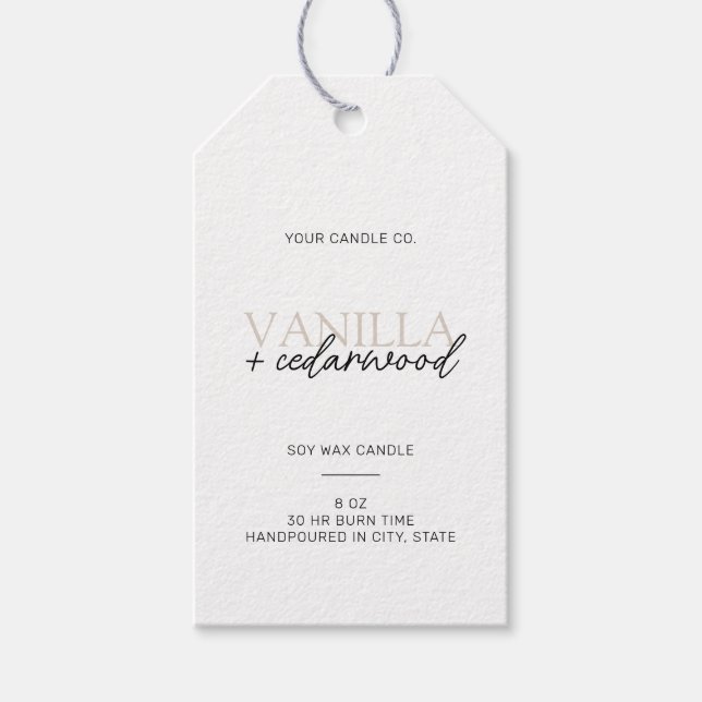Minimalistisches, modernes Candle-Label Geschenkanhänger (Vorderseite)