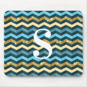 Minimalistisches modernes Chevron-Glitterer-Monogr Mousepad