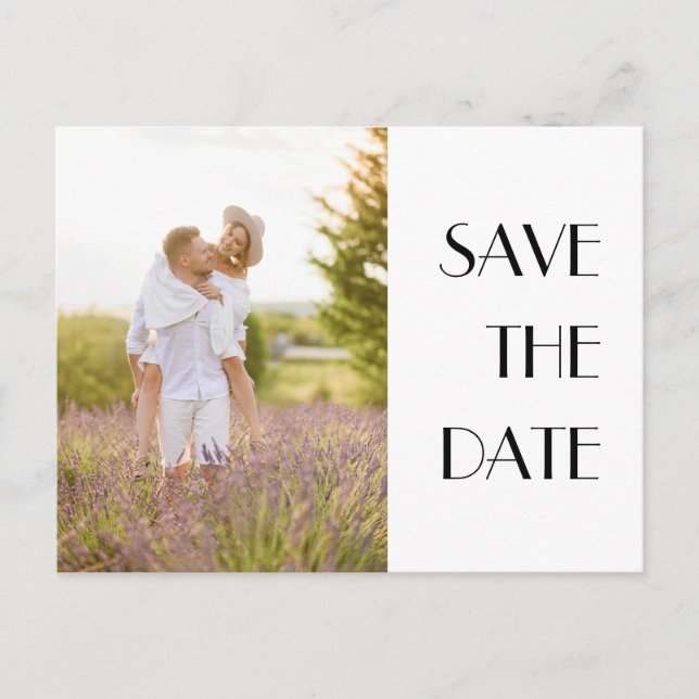 Minimalistisches modernes Deko Wedding Foto Save t Ankündigungspostkarte (Vorderseite)