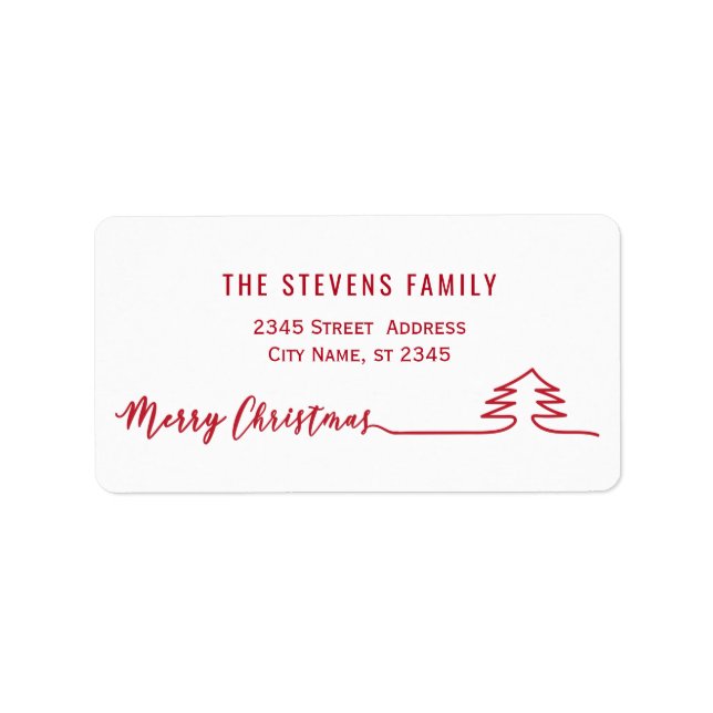 Minimalistisches modernes Drehbuch Frohe Weihnacht Adressaufkleber (Vorne)