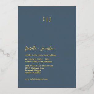 Minimalistisches, modernes Dunkelblauer HochzeitGo Folieneinladung