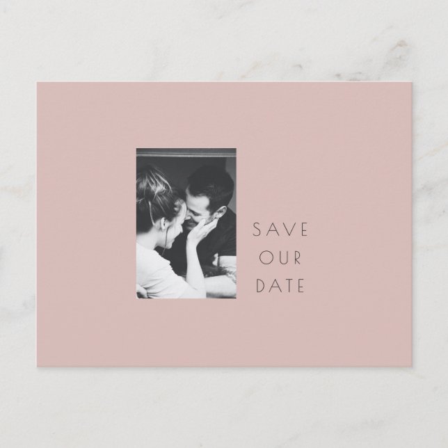 Minimalistisches modernes Dusty Blush Foto Save th Postkarte (Vorderseite)