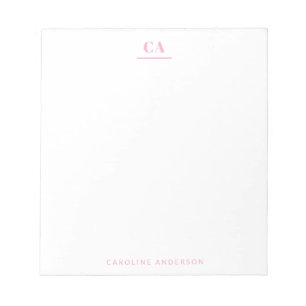 Minimalistisches modernes einfaches rosa Monogramm Notizblock