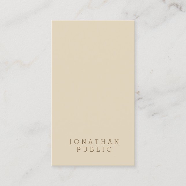 Minimalistisches modernes elegantes Beige Template Visitenkarte (Vorderseite)