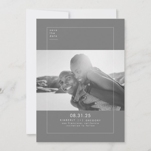 Minimalistisches modernes elegantes Foto Save the  Date (Vorderseite)