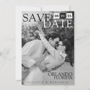 Minimalistisches, modernes, elegantes Schwarz-Weiß Save The Date