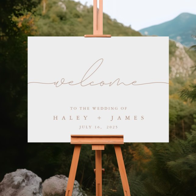 Minimalistisches, modernes Elfenbein-Begrüßungsppo Poster (Minimalist Modern Ivory Wedding Welcome Poster)