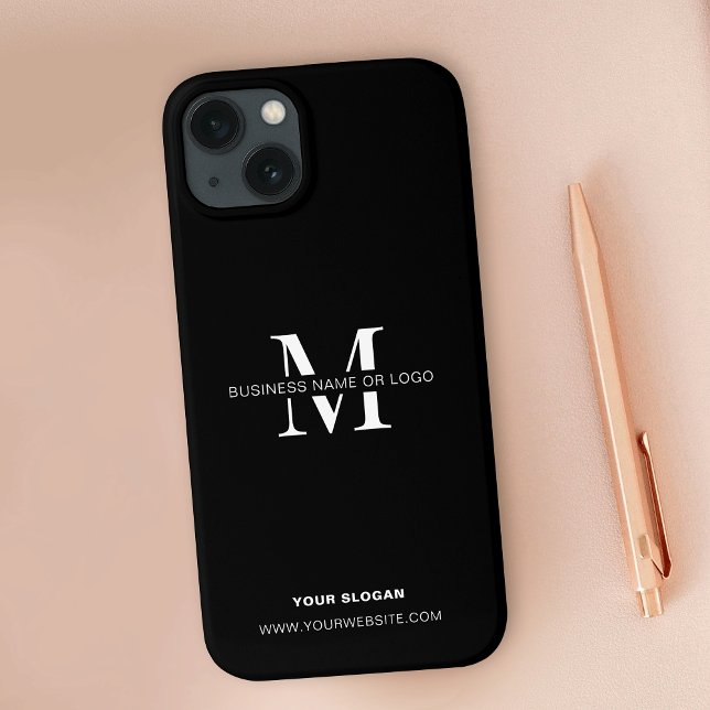 Minimalistisches, modernes Firmenlogo Mit Monogram Case-Mate iPhone Hülle (Minimalist monogram or logo branded phone case in black)
