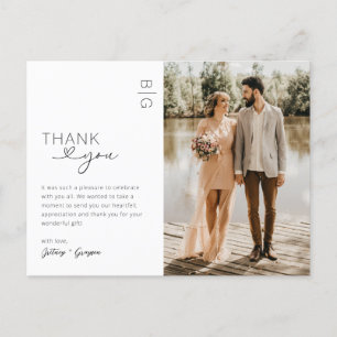 Minimalistisches modernes Foto Hochzeit Danke Postkarte